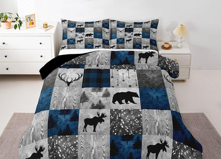 Bear Bedding Set Teens Boys,Farmhouse Moose Elk Deer Comforter Full