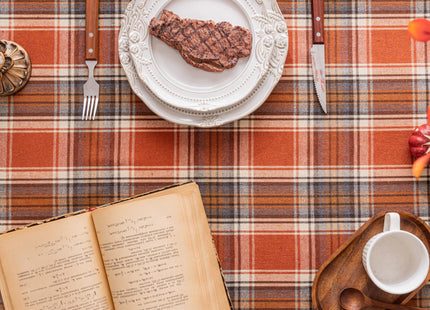 AQOTHES Plaid Fall Tablecloth Thanksgiving Rectangle 60x120 Inch Rust