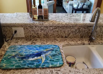 Caroline's Treasures BB5336DDM Humpback Whale Dish Drying Mat Absorbent Dish Drying Mat Pad for Kitchen Counter Dish Drainer Mat for Countertop, 14 x 21", Multicolor