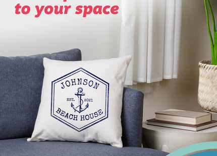 Pattern Pop Personalized Nautical Family Beach House Throw Pillow