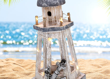 CoTa Global Silver Sea Nautical Outdoor Lantern Lighthouse with LED Lights