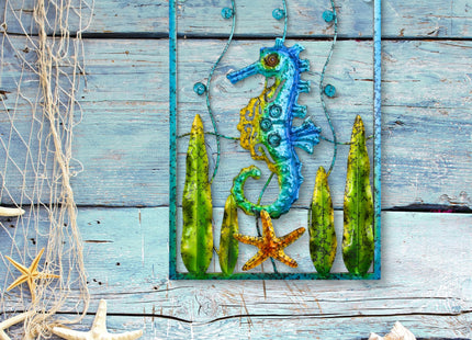 Metal Seahorse Beach Themed Bathroom Wall Art Decor,Home Wall Hanging