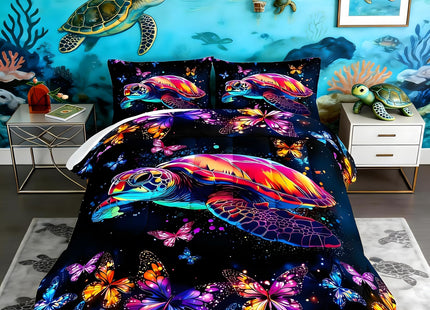 UEVBF Colorful Sea Turtle Comforter Set Queen Size with 2 Pillowcases.