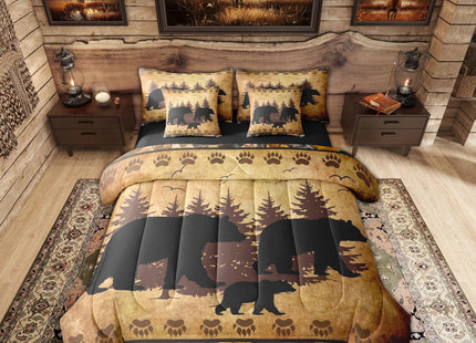 Erosebridal Camo Hunting Brown Black Bear Comforter Set Queen Size 7 Pieces