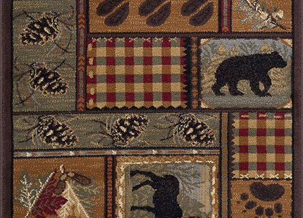 Tayse Homespun Cabin Multi-Color Long Hallway Runner Rug Walkway, Entryway Kitchen - Foyer Lodge, Novelty Farmhouse Style Long Rustic Indoor Carpet, 2'7'' x 9'10"