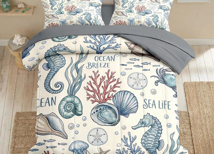Nesker Twin Comforter Set with Sheets, 5 Pieces Ocean Nautical Bedding