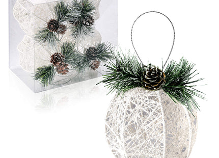 Christmas Ball Ornaments, 4pc Set White Pinecone Rattan Thread String Christmas Tree Ornament Xmas Trees Wedding Party Decorations