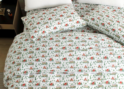 Elegant Comfort Holiday Christmas Flannel Sheet Set, Twin, Cozy Lodge