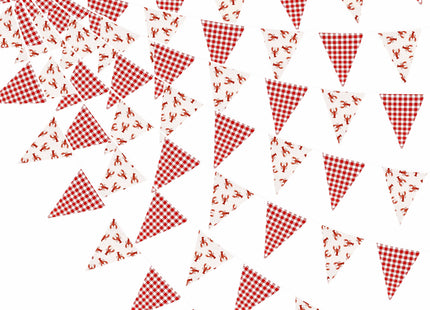 32Ft Crawfish Party Decorations Red Buffalo Plaid Crawfish Pennant Banner Fabric Triangle Flag Garland Streamers for Lobster Birthday Shrimp Seafood Boil Baby Shower Barbecue Party Decor Supplies