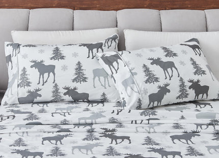 Great Bay Home King Size Microfiber Sheet Set - 4-Piece Lodge Bed Sheets - Ultra-Soft and Smooth Brushed Microfiber Woodland Decor Bedding (Moose)