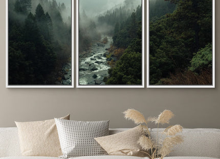 SIGNWIN 3 Piece Framed Canvas Wall Art Woodland Nursery Decor Forest Rivers Canvas Prints Home Artwork Decoration for Living Room,Bedroom - 16"x24"x3 White