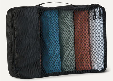 Amazon Essentials 4-Piece Packing Cubes Travel Accessories Set, Luggage Organizer with Double Zipper, Mesh Top, Space-Saving, Medium, Black (Previously Amazon Basics)