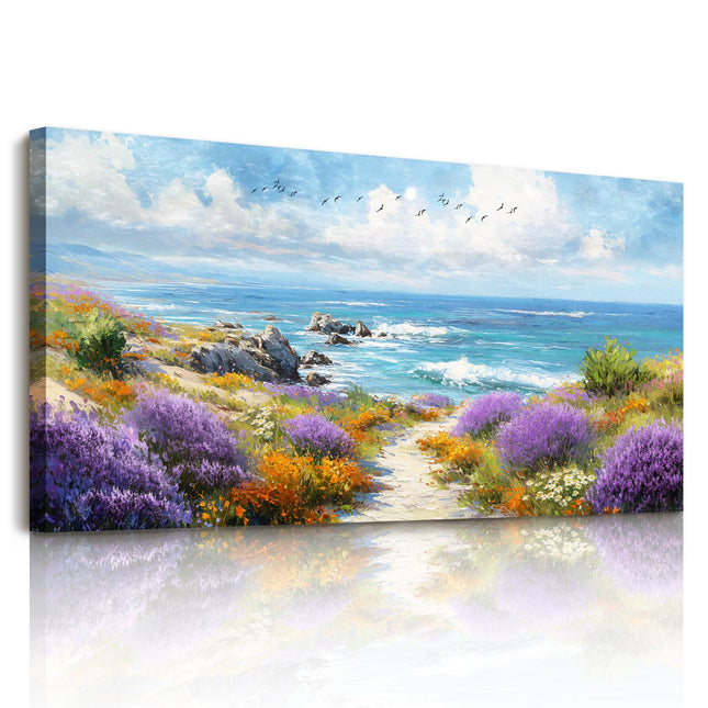 SERIMINO Coastal Wall Art, Seaside Landscape Canvas Prints 20"x40"