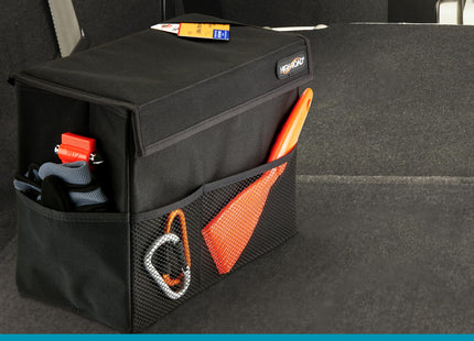 Carganizer Car Storage Bin with Lid for Front Seat, Back Seat or Trunk