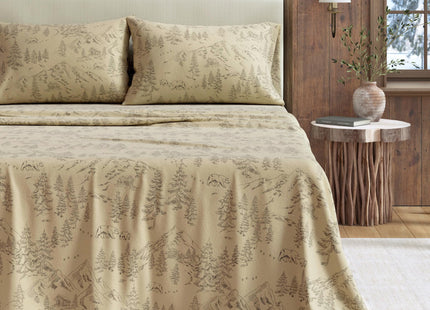 Great Bay Home Flannel Sheet Set Full Size - 100% Turkish Cotton, Double-Brushed, Lodge-Printed Bed Sheets - Ultra-Soft, Cozy, 4-Piece Bedding Set (Bear Mountain)