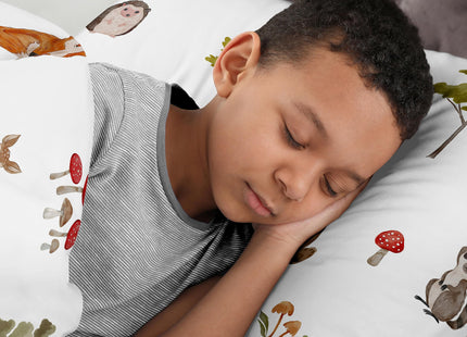 Sweet Jojo Designs Woodland Forest Animals Boy Girl Gender Neutral Unisex Twin Sheets Set Single Size Bed Flat Fitted Sheet Pillow Case Kid Children Teenager Bedding 3p Bear Fox Hedgehog Deer Squirrel