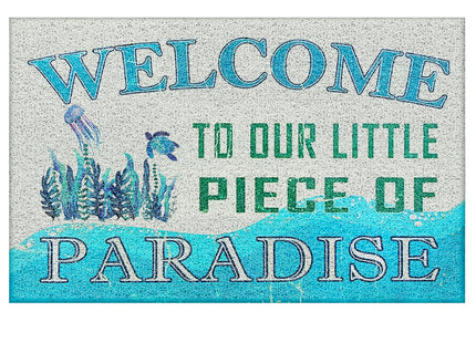Supwhd Beach Coastal Door Mat, Coastal Beach Welcome Mat, Beach Room Decor, Nautical Door Mat, Beach House Decor, Welcome to Our Little Piece of Paradise 17x30 Inches