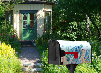 Dacawin Sea Turtle Magnetic Mailbox Covers Summer Beach Mailbox Cover Standard Size 21 x 18 Inch Ocean Coral Nautical Post Letter Box Wraps Decor for Garden Outdoor