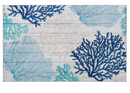 Luvadian Coral Beach Permeable Bottom Door Mat - Nautical Welcome Mat, Beachy Room Decor, 17x30 Inch