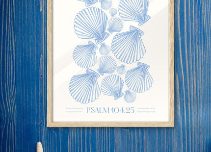 EcoHest 16x20 in Psalm 104:25 Coastal Seashell Framed Christian Wall Art