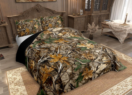 Erosebridal Camo 3-Piece Queen Comforter Set – All-Season Lightweight, Breathable Microfiber Bedding Set,Farmhouse Decor for Mancave, Cabin, Lodge & Camping, Tree Leaves Quilt Set with 2 Pillowcases