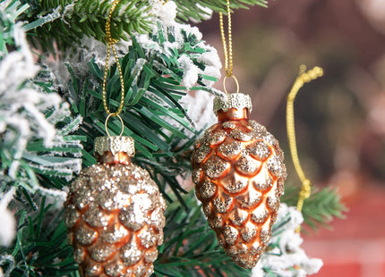 12 Pcs Christmas Pinecone Glass Hanging Ornaments, Xmas Tree Pinecone Decor
