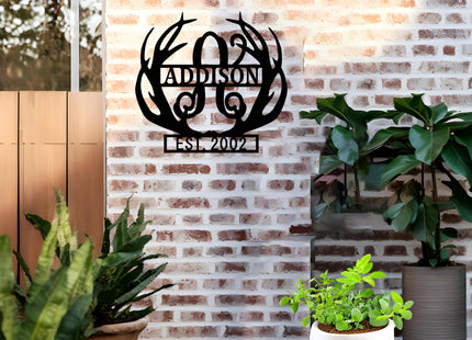 Personalized ACM Metal Sign Deer Antler Decorations Rustic Home Wall Decor
