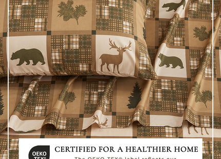 Great Bay Home Full Size Microfiber Sheet Set - 4-Piece Lodge Bed Sheets - Ultra-Soft and Smooth Brushed Microfiber Woodland Decor Bedding (Stonehurst)