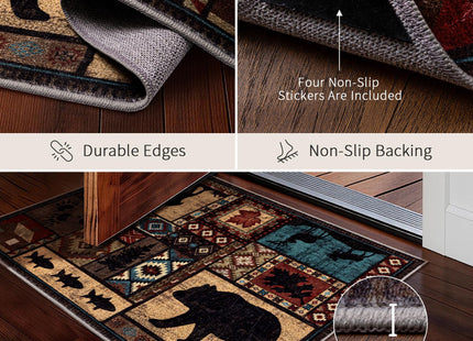 YIHOUSE Washable Rustic Cabin Area Rug 2 x 3 Entryway