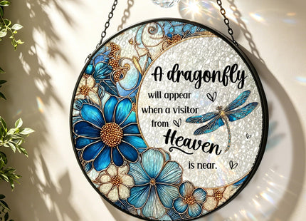 CWEGSJ Dragonfly Stained Glass Suncatcher,Gifts for Woman(Blue Dragonfly)