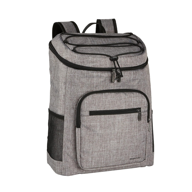 Amazon Basics Insulated Cooler Backpack for Camping and Hiking, Portable Soft Sided Cooler with 30 Can Capacity, Leak-Proof, Water-Resistant, Gray