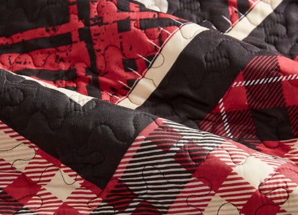 Virah Bella Diamond Bear Lodge 3 Piece Quilt Bedding Set, Rustic Cabin Plaid Country Comforter with 2 Matching Standard Pillow Shams, Soft Lightweight Bedspread for All Season Comfort, Full/Queen