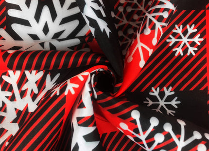Christmas Round Tablecloth 60 Inch Red Buffalo Plaid Tablecloth Snowflake