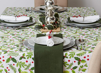 DII Boughs of Holly Collection Decorative Holiday Dining Table & Kitchen Décor, Square Tablecloth, 52x52, Christmas Greenery