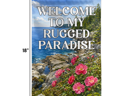 HOSALA (12x18in) Welcome to My Rugged Paradise Garden Flag Double-Sided, Maine Coast Yard Flag, Backyard House Lawn Porch Patio Outdoor Decoration, Maine State Gift For Family Friends