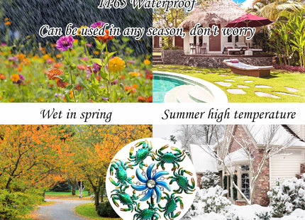 COOZZYHOUR 39" Crab Wind Spinners Metal Windmill Garden Stake,Ocean Theme Outdoor Wind Spinner,Wind Sculptures Yard Art Decorations for Patio,Lawn & Garden Decor