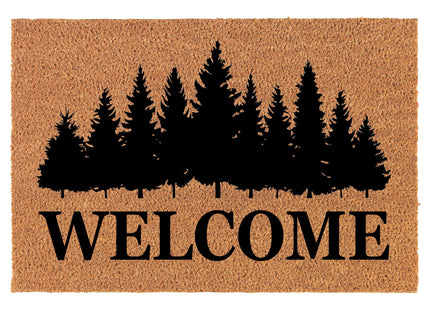 Or Something Coir Doormat Front Door Mat New Home Closing Housewarming Gift Welcome Forest Trees Cabin (30" x 18" Standard)