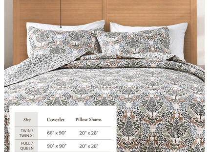 Great Bay Home Twin/Twin XL Quilt Set - 2-Piece Holiday Lodge Printed Bedding Set - Soft, Lightweight, Winter Bedspread (Woodland Deer)