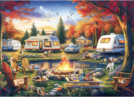 1000 Piece Camping Jigsaw Puzzle for Adults, Autumn RV & Campfire