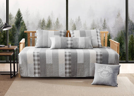 Eddie Bauer- Daybed Set, 4 Piece Cotton Bedding Set, All Season Lodge Home Décor (Fairview Grey, Daybed)