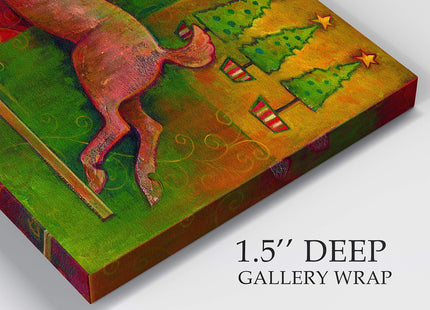 Renditions Gallery Gallery Wrapped Canvas Christmas Wall Art Print for Holiday Decor, 24x36, Deer