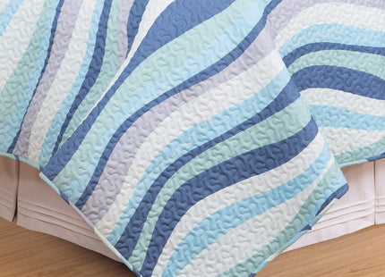 C&F Home Sea Waves Blue Ocean 3-Piece King Quilt Set
