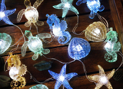 Solar String lights Outdoor Decorative Fairy Solar Lights for Outside Garden Décor Waterproof Sea life Turtle Seahorse Starfish Ocean Nautical Balcony Patio Lights 40LED 14ft Yard Fence Window Decor