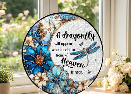 CWEGSJ Dragonfly Stained Glass Suncatcher,Gifts for Woman(Blue Dragonfly)