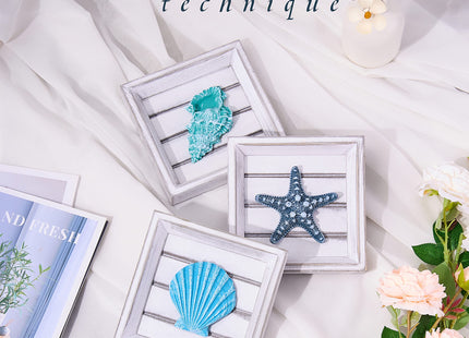 LODOCAVE Seashell Starfish 3D Art Beach Wall Decor, 6.3"x6.3"