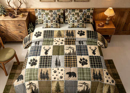Feelyou Bear Deer Footprints Comforter Set 7Pcs Soft Queen Size