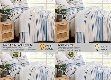 Twin XL Coastal Comforter Set w/ 1 Pillow Sham, Coastal Stripe Blue Bedding