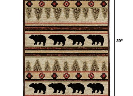 Rustic Lodge, Bear Cabin 2x3 Area Rug, 27"x39" Multi 7482