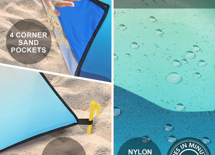 WIWIGO Beach Blanket Mat Waterproof Sandproof for 2-8 Adults Quick Drying