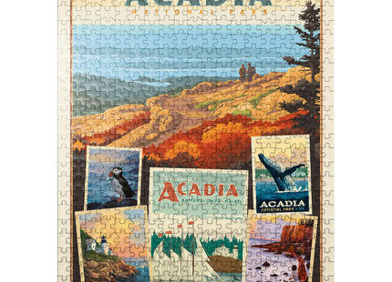MyPuzzle Acadia National Park: Collage Print, Vintage Poster - Premium 500 Piece Jigsaw Puzzle for Adults